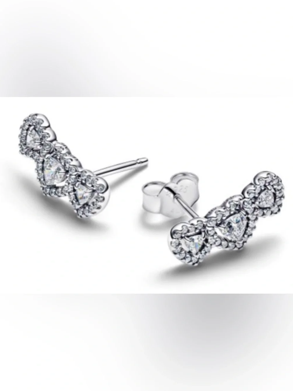 Halo Heart Trilogy Stud Elegant Sterling Silver Heart Earrings